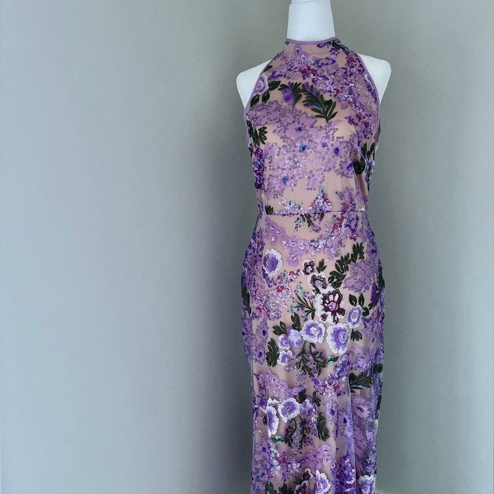 Sam Edelman Purple Floral Embroidered Maxi Dress